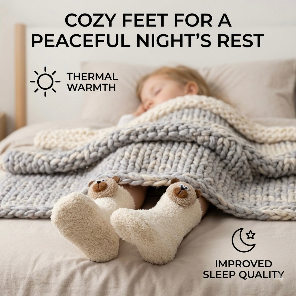 Kids Animal Fuzzy Socks -  White Polar Feet