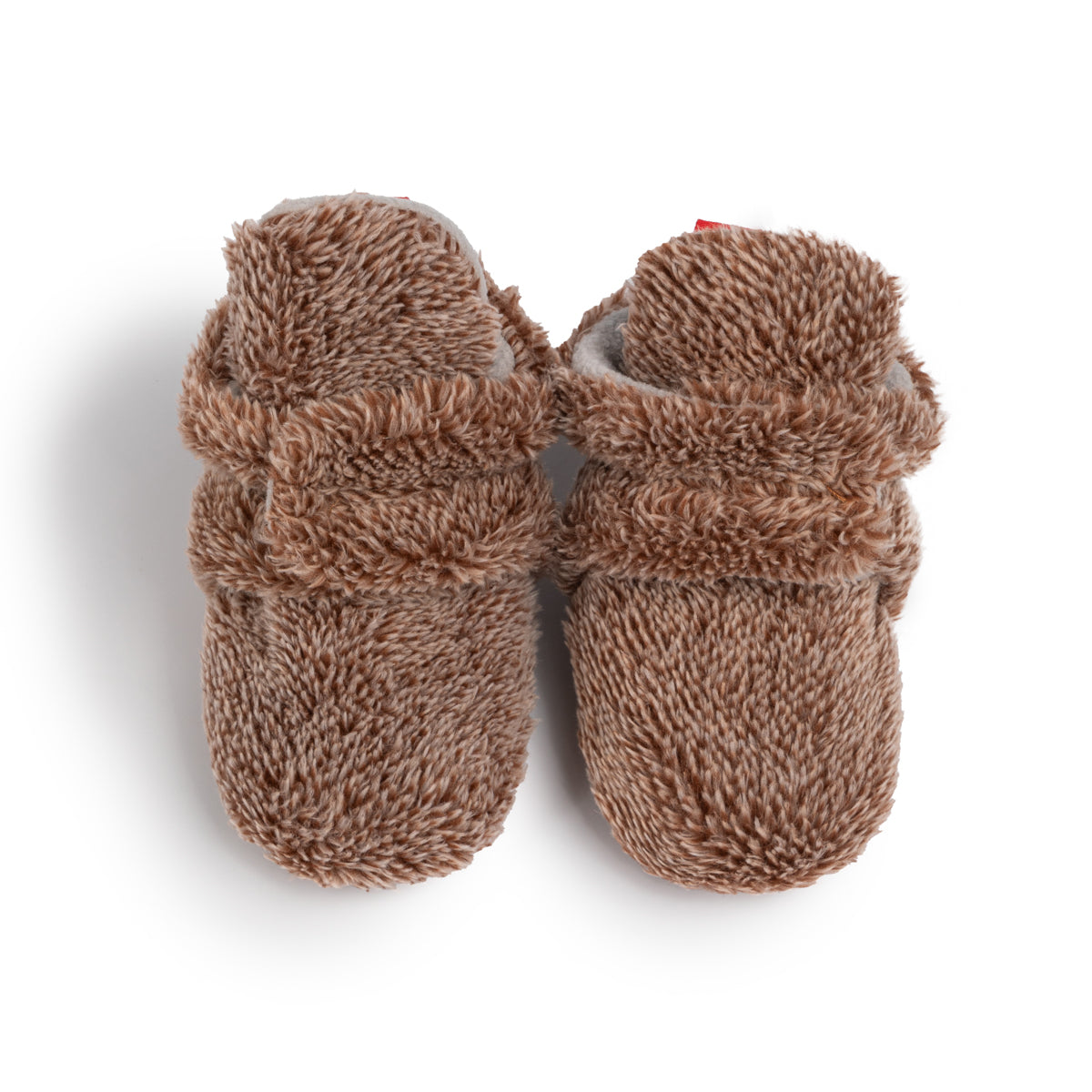 Faux Furry Baby Booties with Grippers - Brown Polar Feet