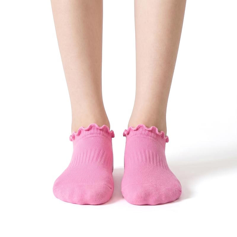 Polar Feet Ankle Yoga Socks in Baby Pink - Non-Slip Sole - Photo 5