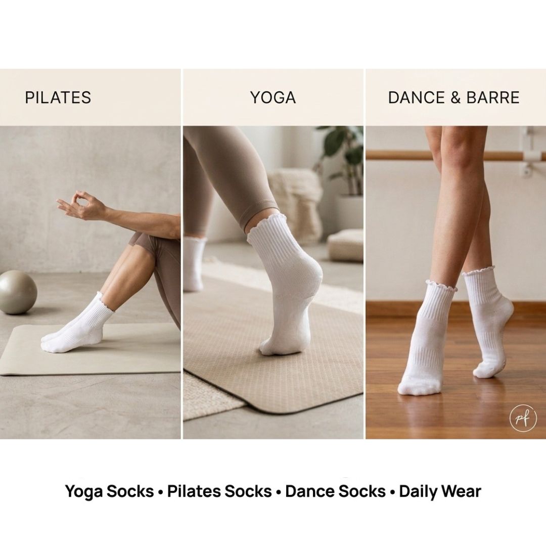 Crew Yoga Socks - White Polar Feet