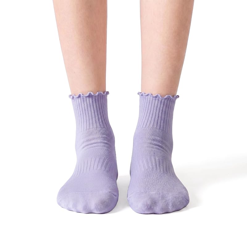 Polar Feet Crew Yoga Socks in Lavender - Regular Sole - Photo 1