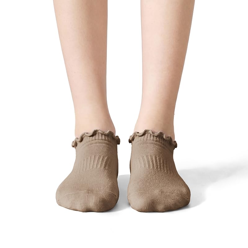 Polar Feet Ankle Yoga Socks in Latte - Non-Slip Sole - Photo 1