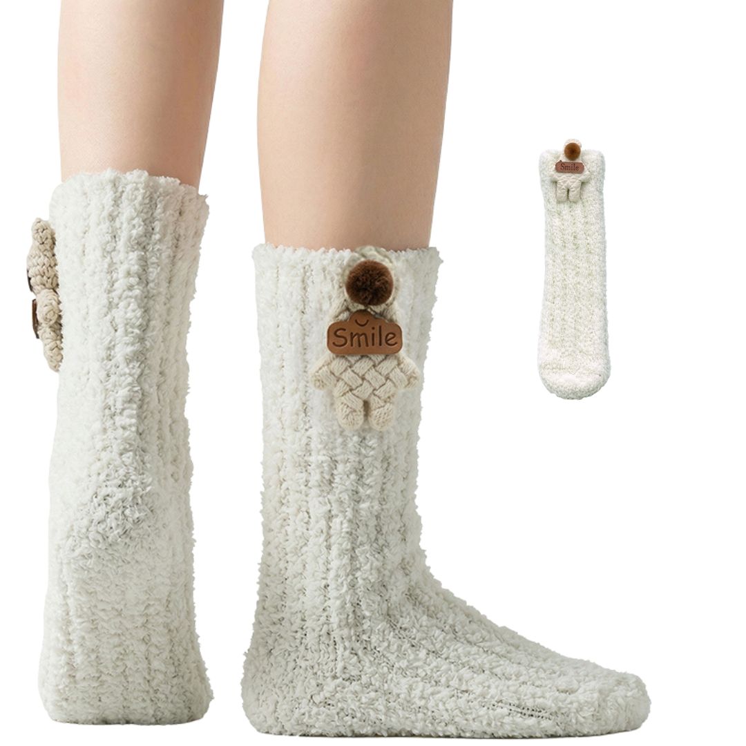 Kids Animal Fuzzy Socks - Blue/Gray/Black/Mauve/Oatmeal Polar Feet