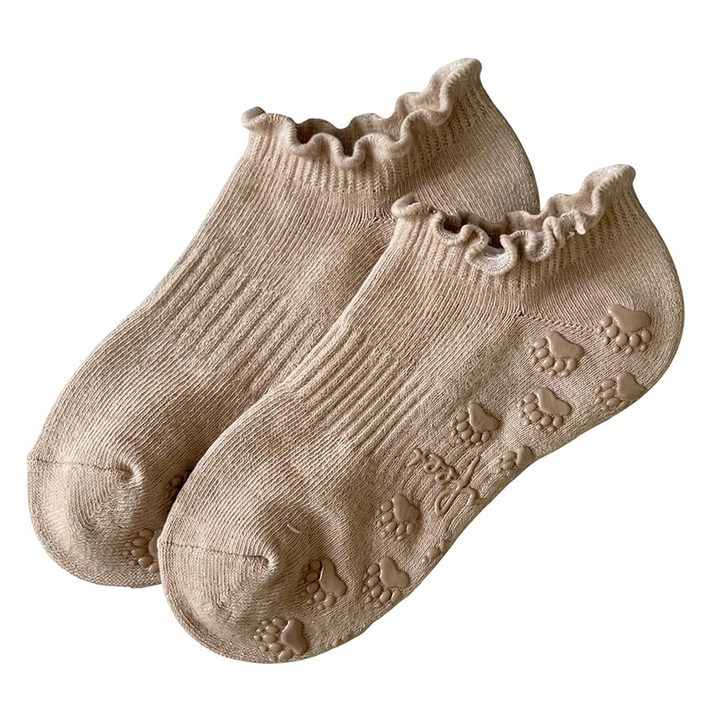 Polar Feet Ankle Yoga Socks in Latte - Non-Slip Sole - Photo 2