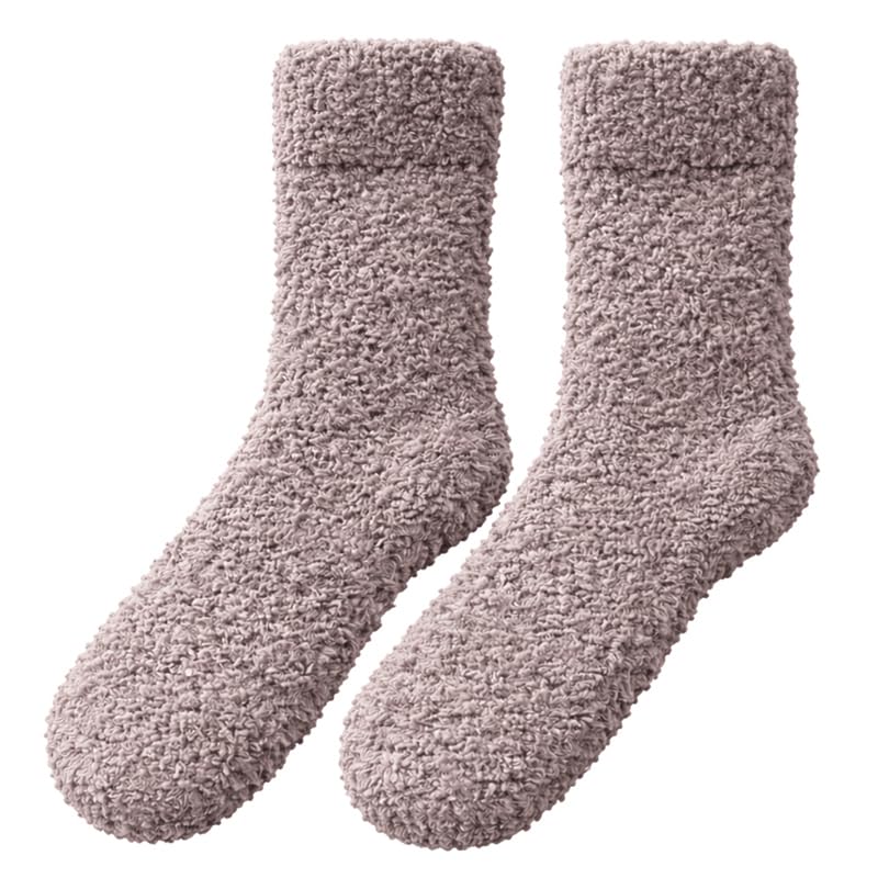 Non-Slip Fuzzy Crew Socks - Coffee | Polar Feet