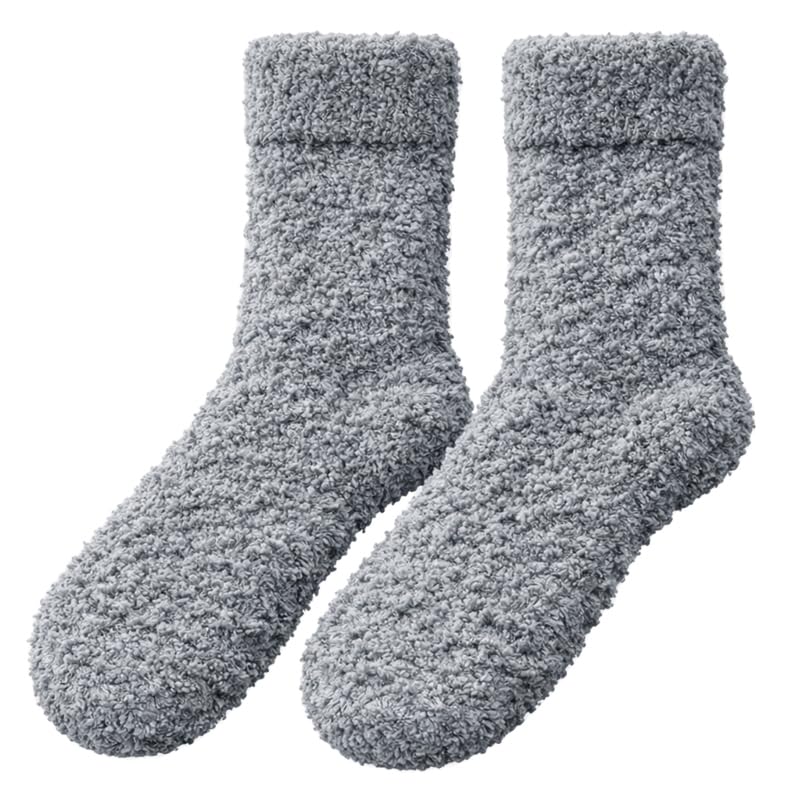 Non-Slip Fuzzy Crew Socks - Charcoal Gray | Polar Feet