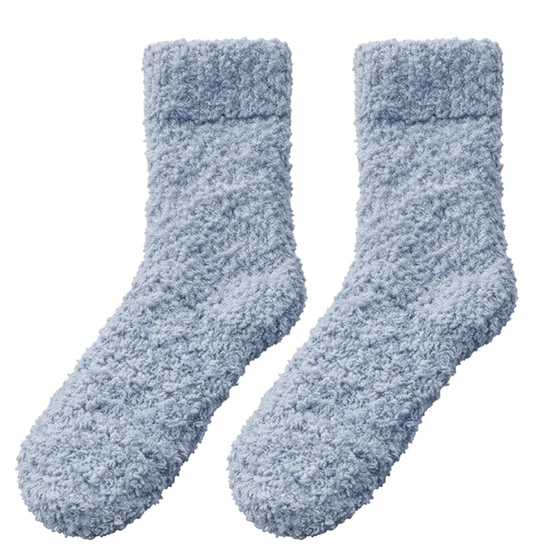 Non-Slip Fuzzy Crew Socks - Dusty Blue | Polar Feet