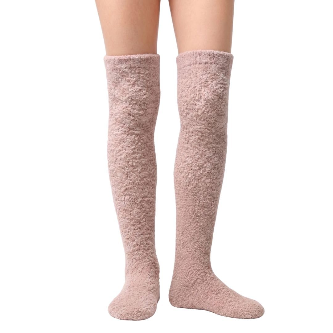 Women's Fuzzy Knee-High Socks - Terracotta - view 1