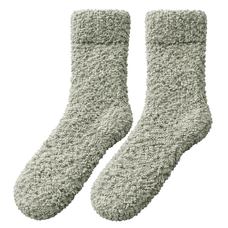 Non-Slip Fuzzy Crew Socks - Sage Green | Polar Feet