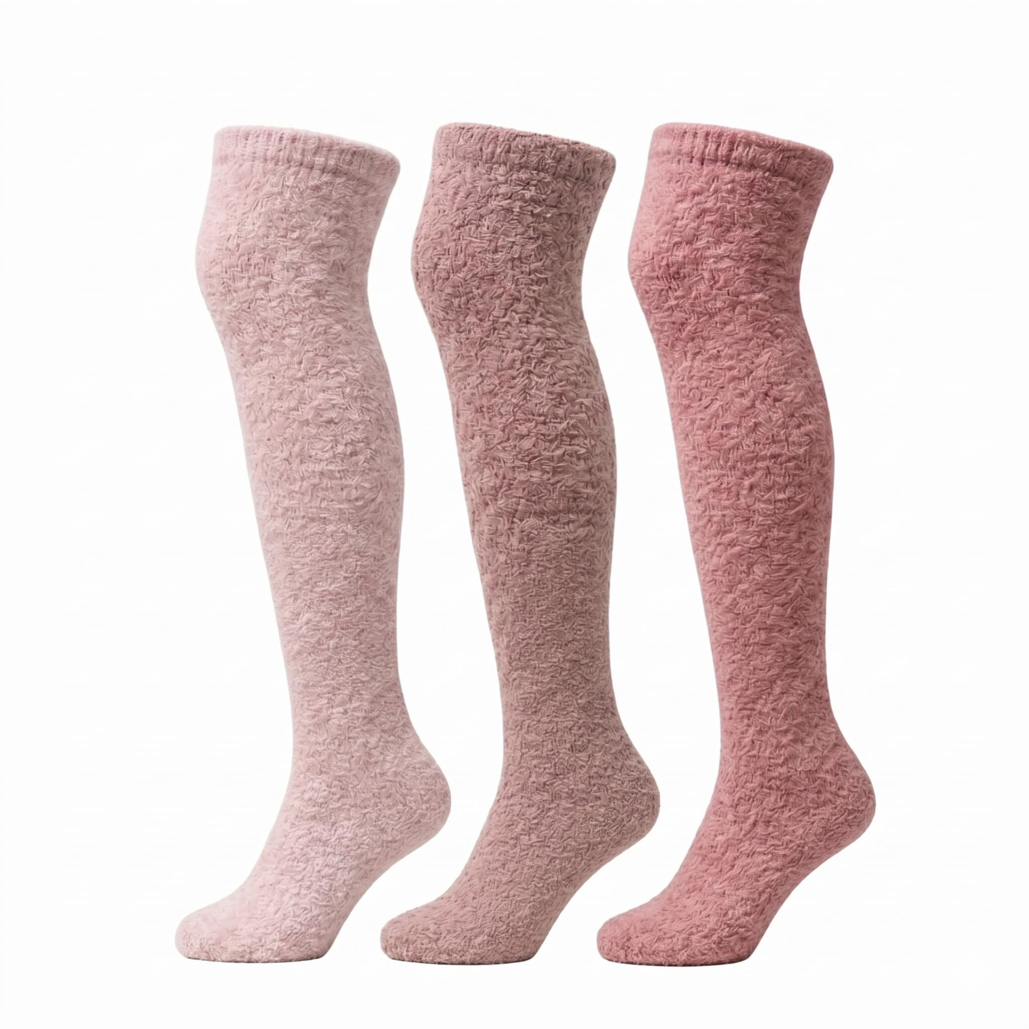 Women's Fuzzy Knee-High Socks 3-Pack - Terracotta, Peach & Sandy Tan - view 1