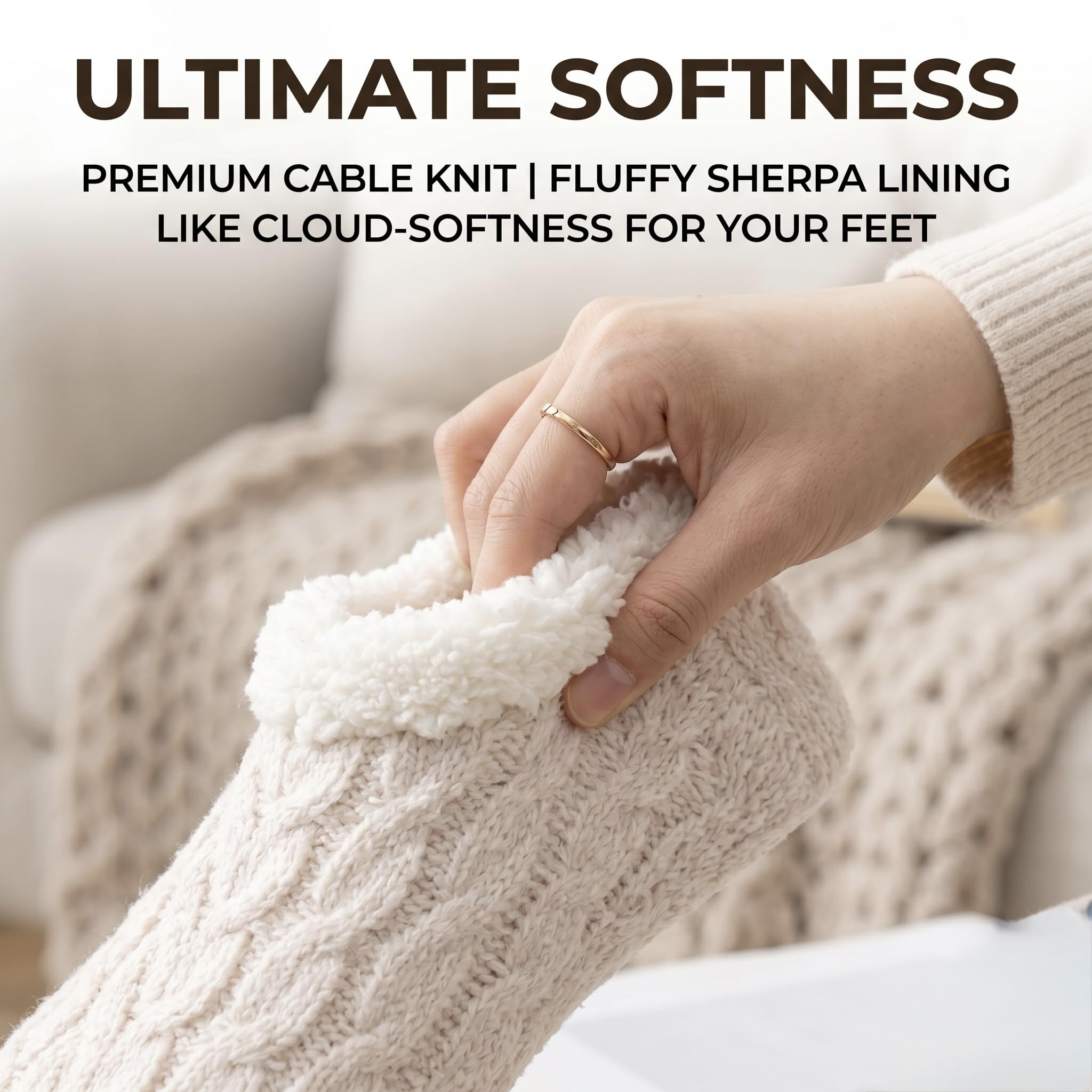 Women's Fuzzy Slipper Socks - Silver Marl - view 2