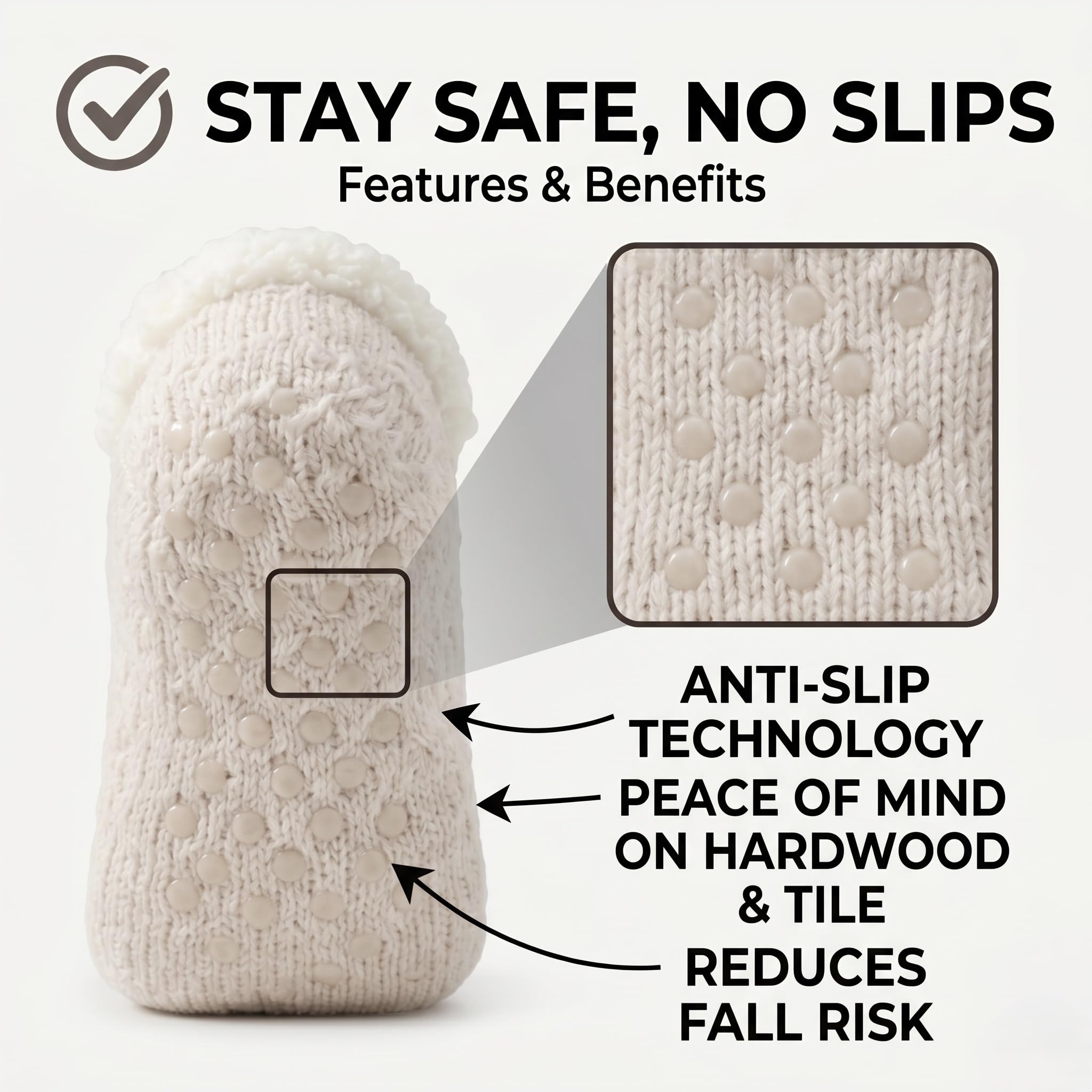 Women's Fuzzy Slipper Socks - Winter White - view 3