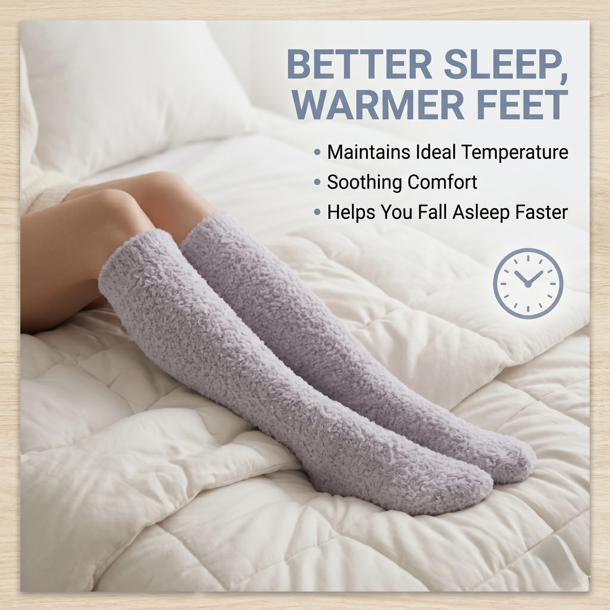 Women's Fuzzy Knee-High Socks - Pure White - view 3