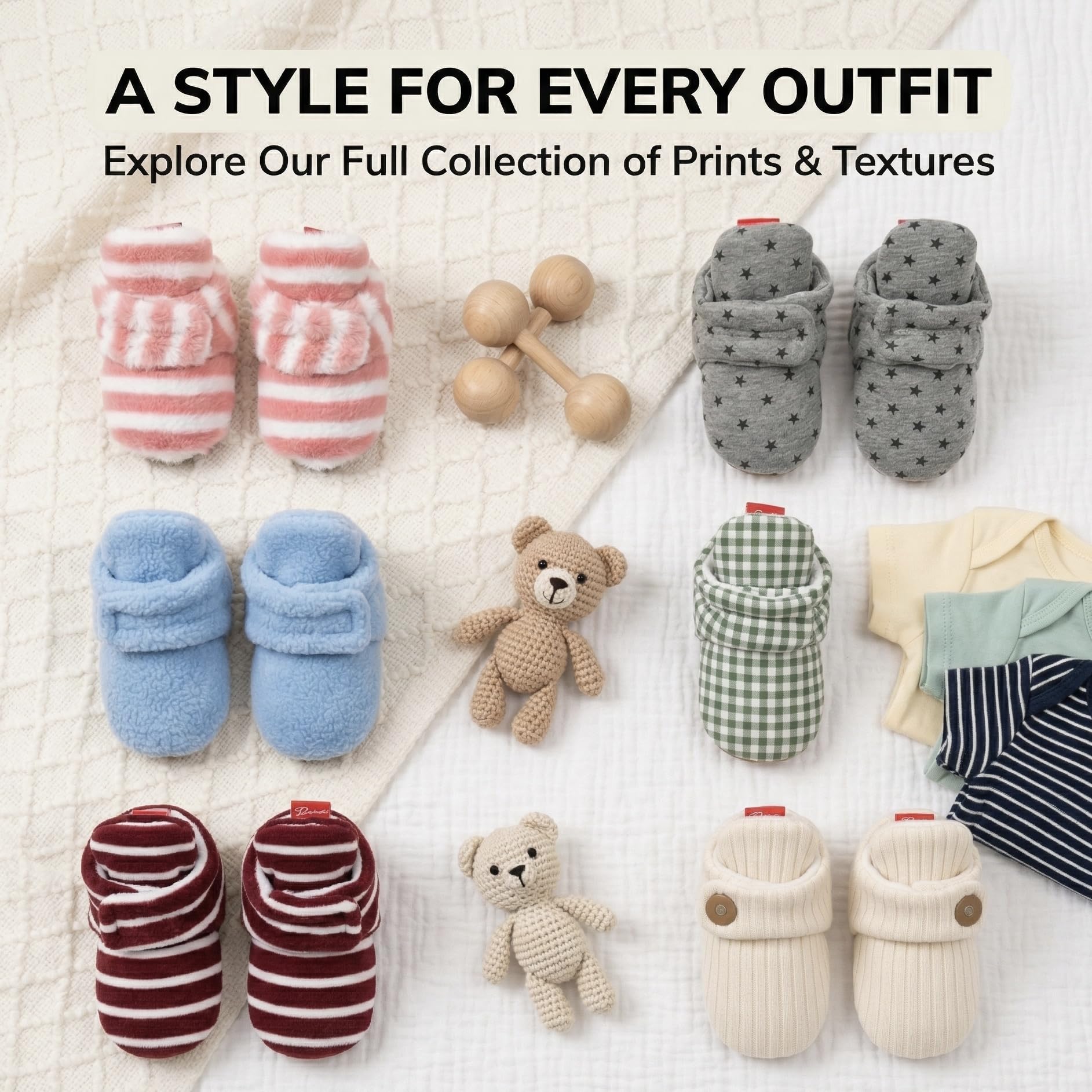 Berber Baby Booties with Snap Closure - Grey Polar Feet