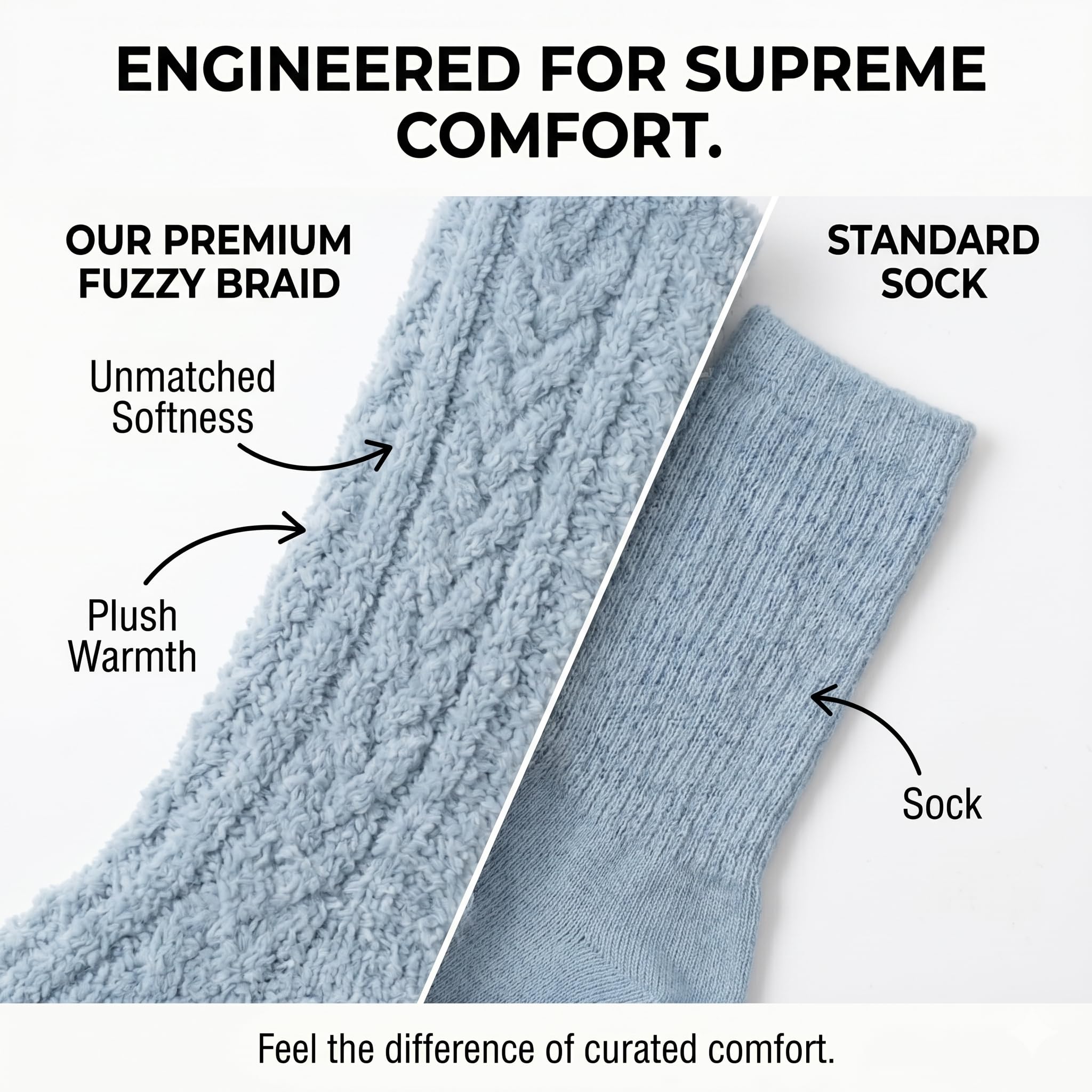 Women's Non-Slip Fuzzy Crew Socks 3-Pack - Sage Green, Charcoal Gray & Silver Gray - view 4