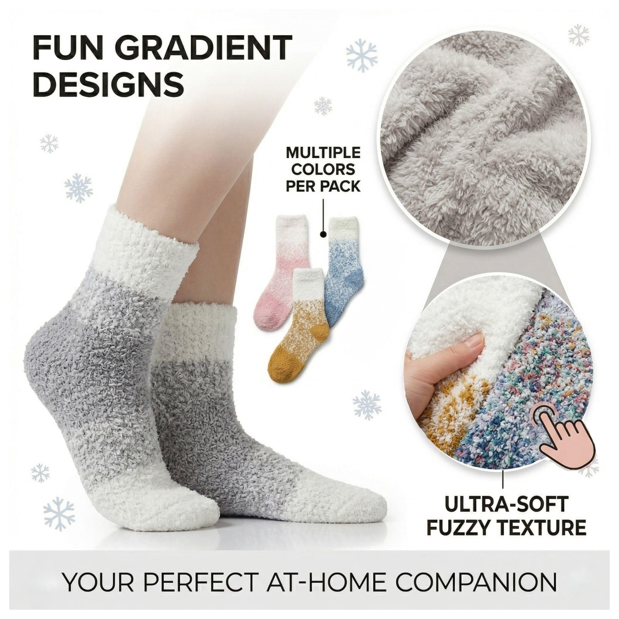 Kids Two-Color Fuzzy Socks 3-Pack - Orange, Coffee & Dusty Gray - view 3