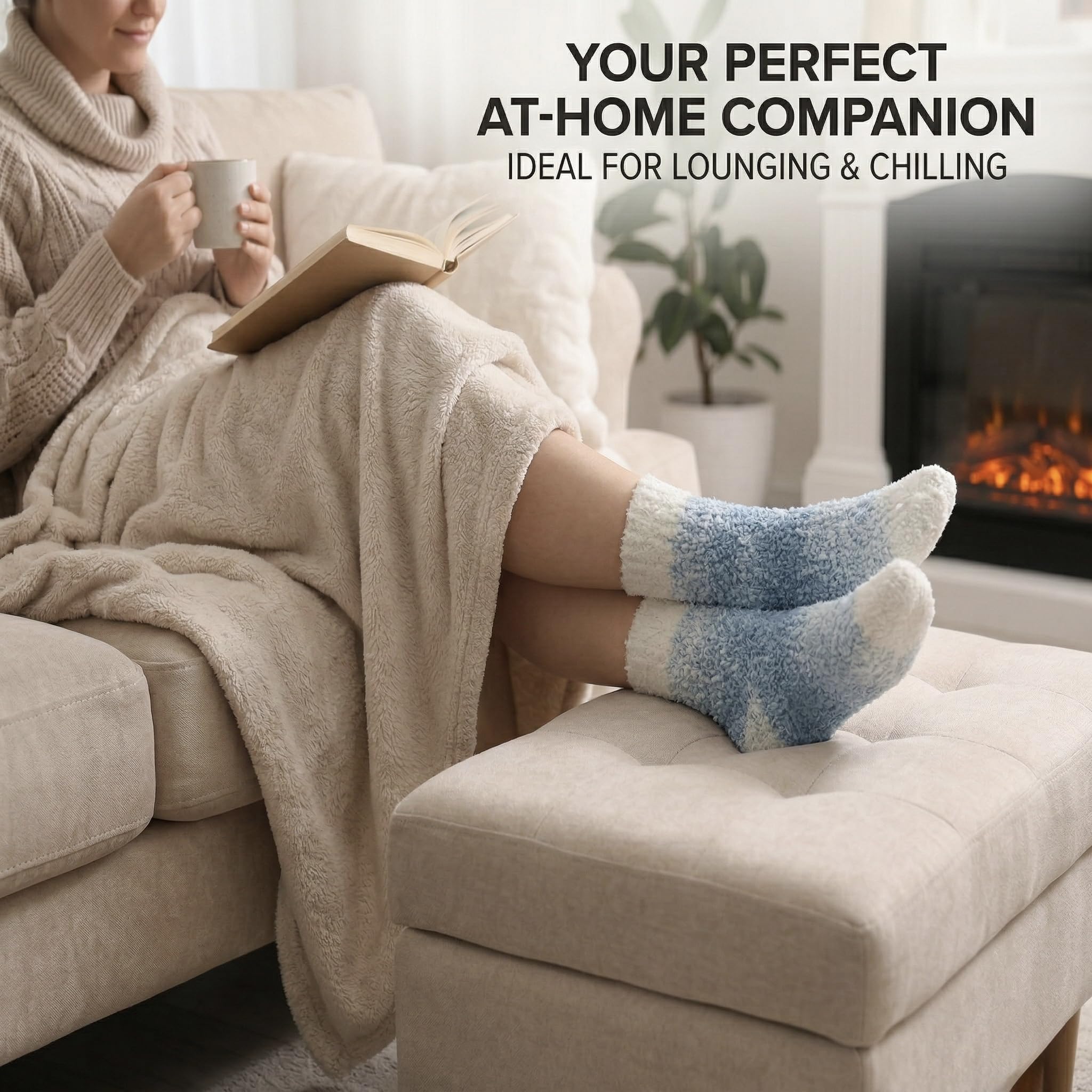 Kids Two-Color Fuzzy Socks 3-Pack - Silver Gray, Dusty Gray & Dark Gray - view 4
