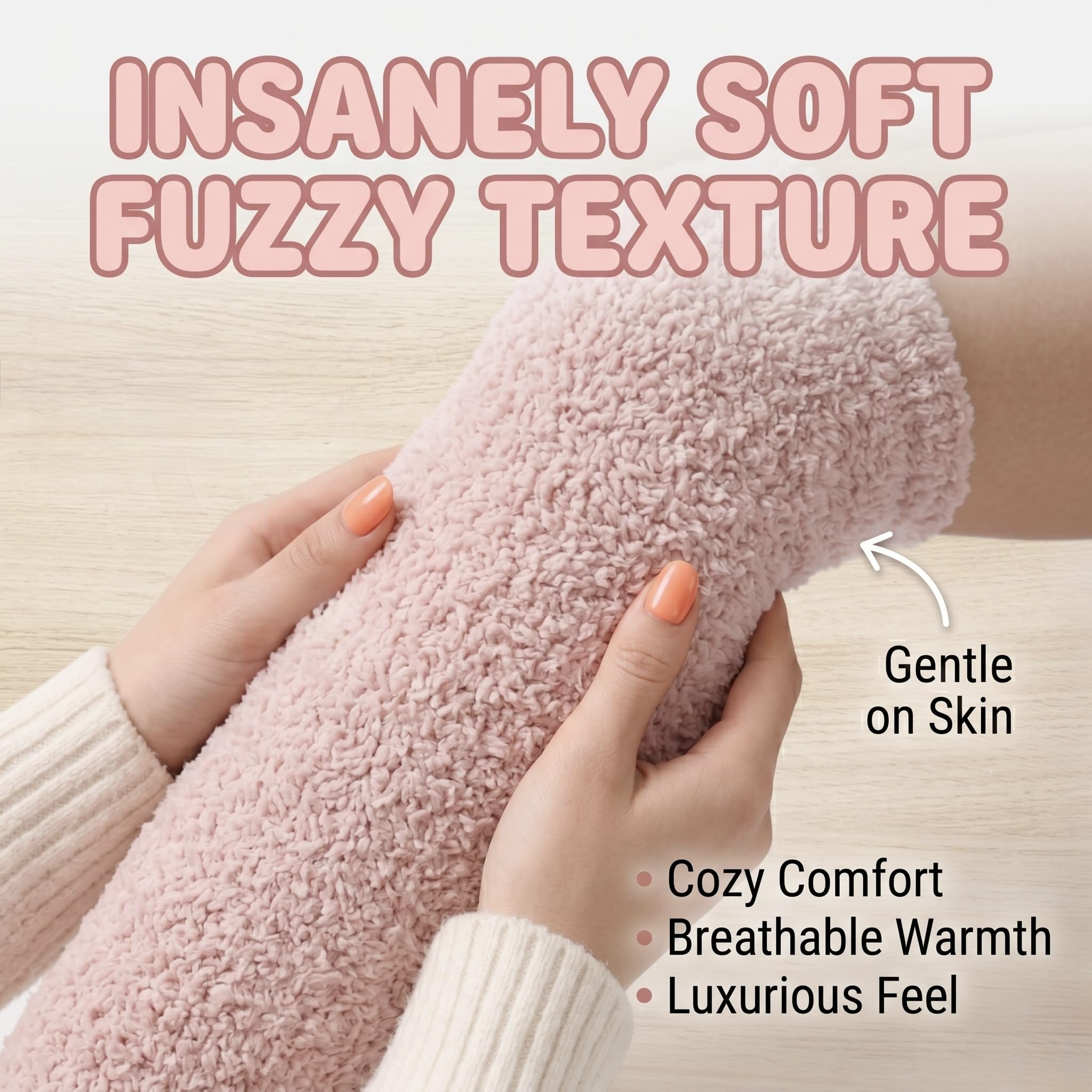 Women's Fuzzy Knee-High Socks - Cream - view 2