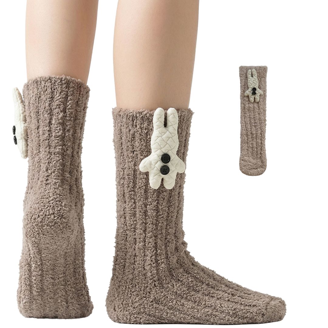 Kids Animal Fuzzy Socks - Blue/Gray/Black/Mauve/Oatmeal Polar Feet