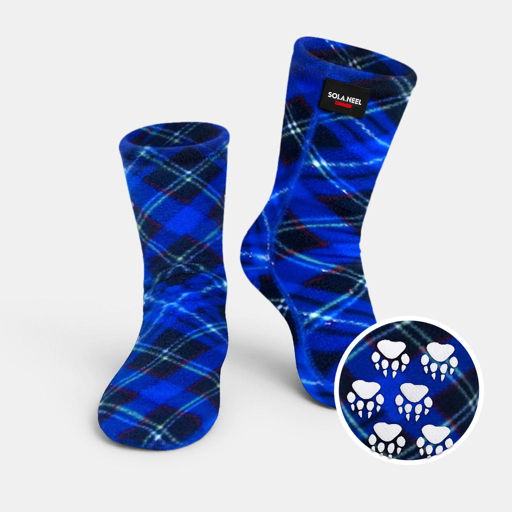 Kids' Nonskid Fleece Socks - Blue Argyle