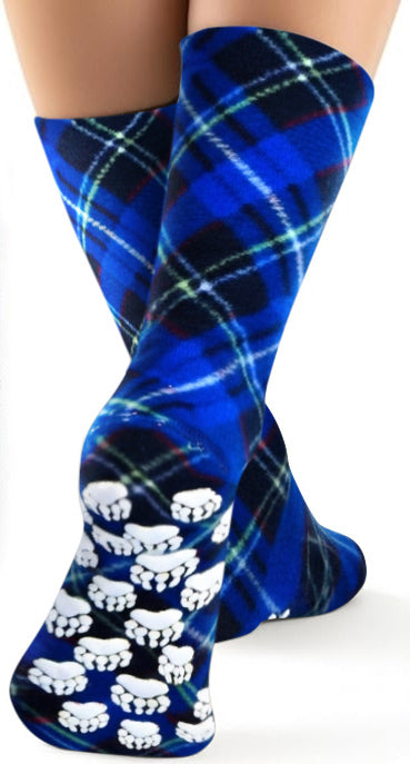 Kids' Nonskid Fleece Socks - Blue Argyle