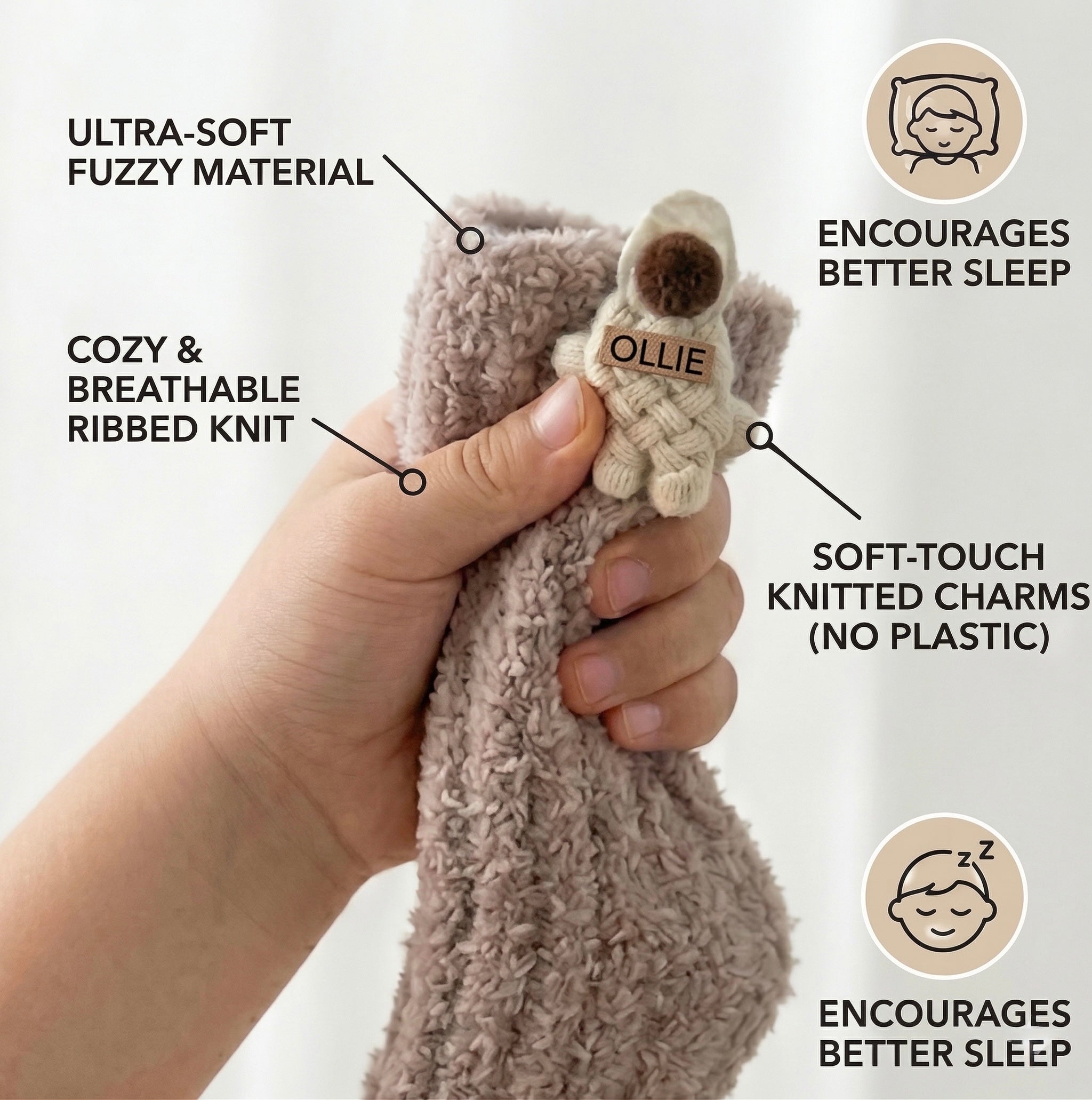 Kids Animal Fuzzy Socks - Blue/Gray/Black/Mauve/Oatmeal Polar Feet