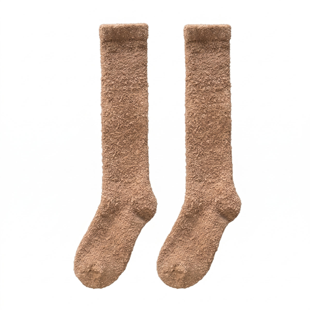Women's Fuzzy Knee-High Socks - Sandy Tan Polar Feet