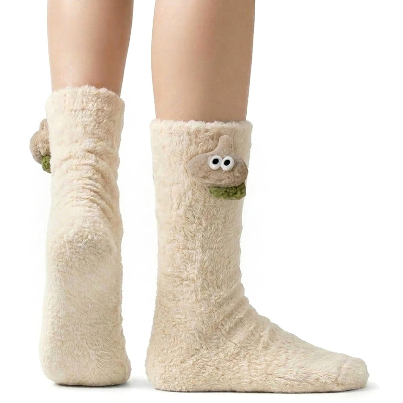 Kids Animal Fuzzy Socks -  White Polar Feet