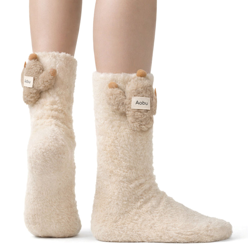 Kids Animal Fuzzy Socks -  White Polar Feet