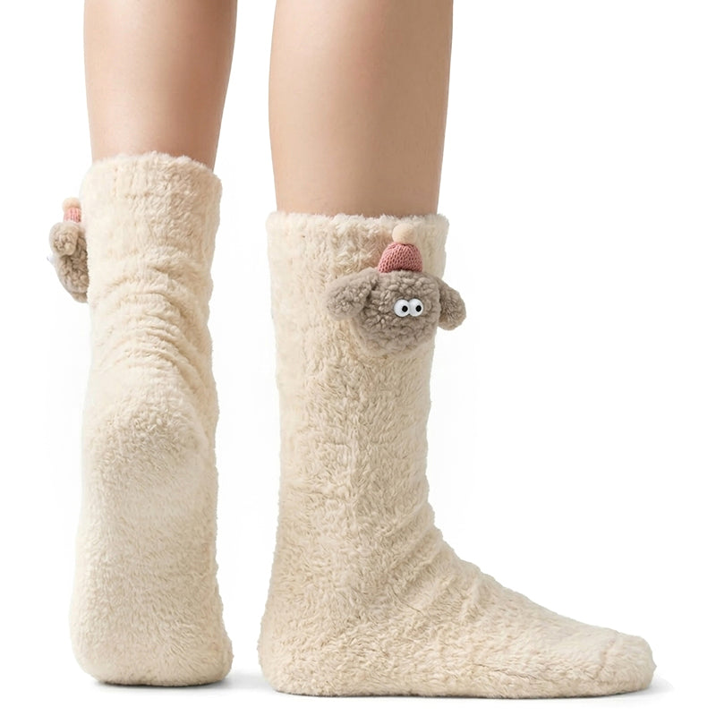 Kids Animal Fuzzy Socks -  White Polar Feet