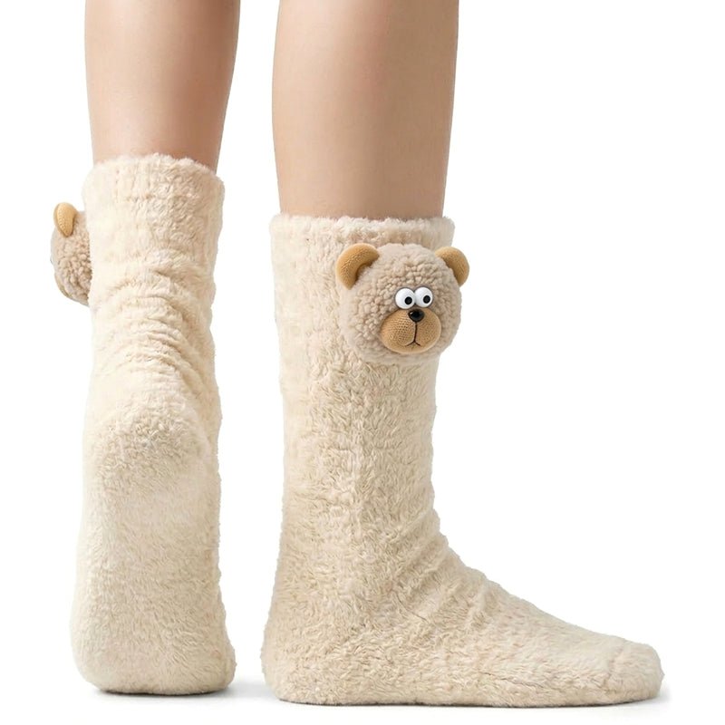 Kids Animal Fuzzy Socks -  White Polar Feet