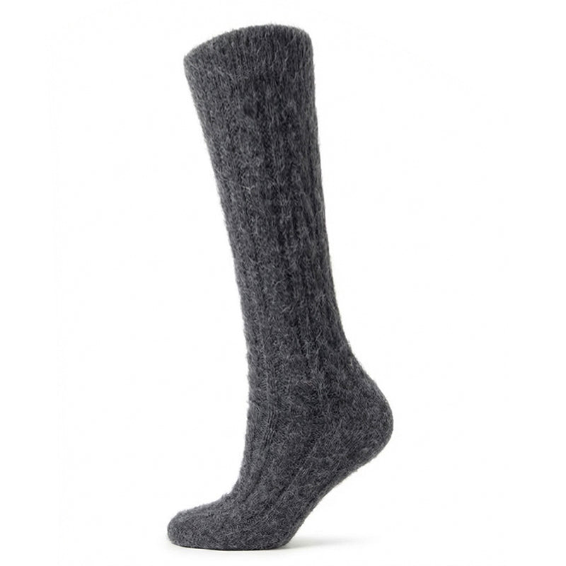 Cable Knit Over-the-Knee Socks - Charcoal Gray Polar Feet