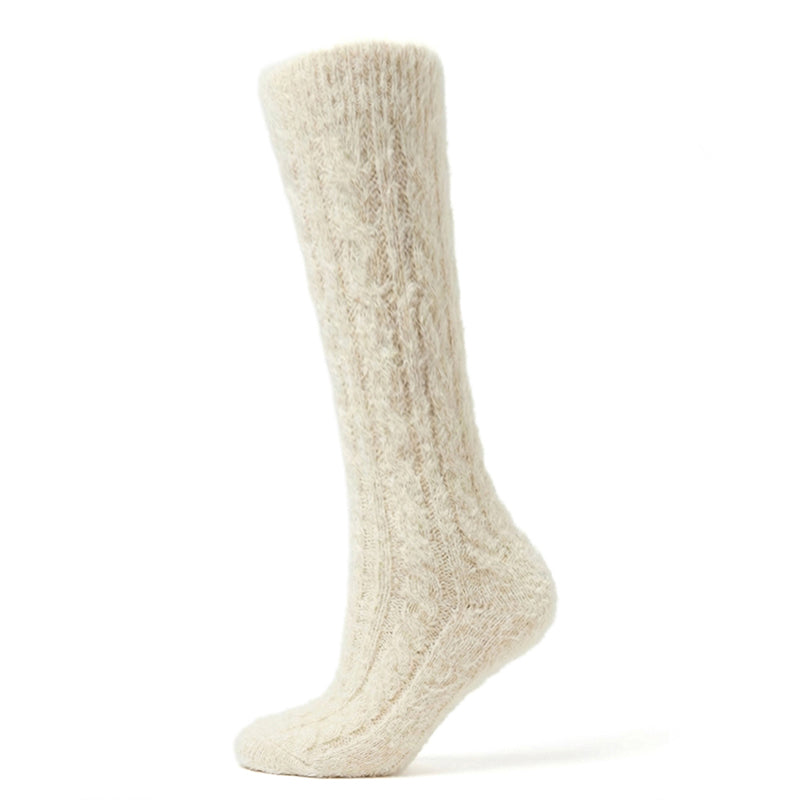 Cable Knit Over-the-Knee Socks - Creamy White Polar Feet