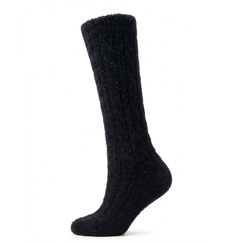 Cable Knit Over-the-Knee Socks - Midnight Black Polar Feet