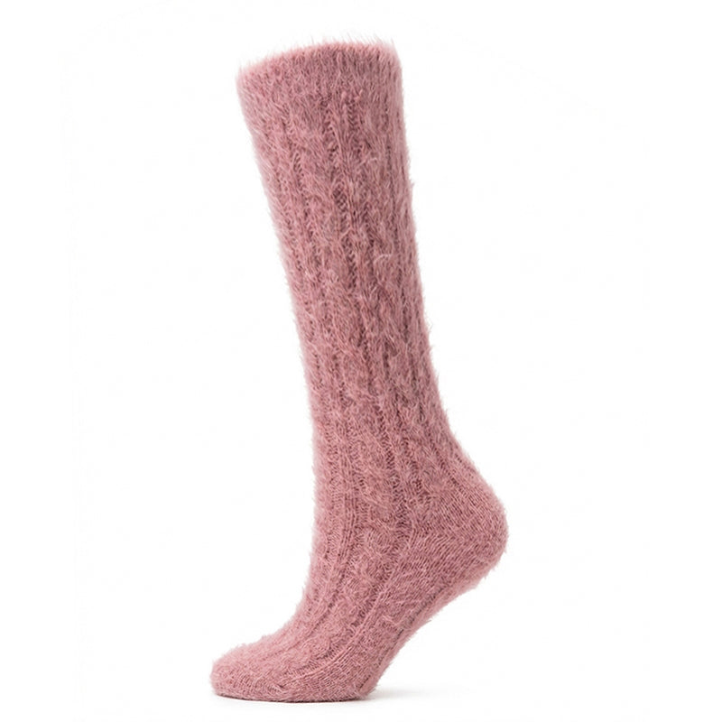 Cable Knit Over-the-Knee Socks - Rose Pink Polar Feet