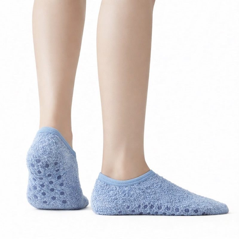 Non-Slip Fuzzy No-Show Socks - Midnight Black/Gray/Dusty Blue Polar Feet