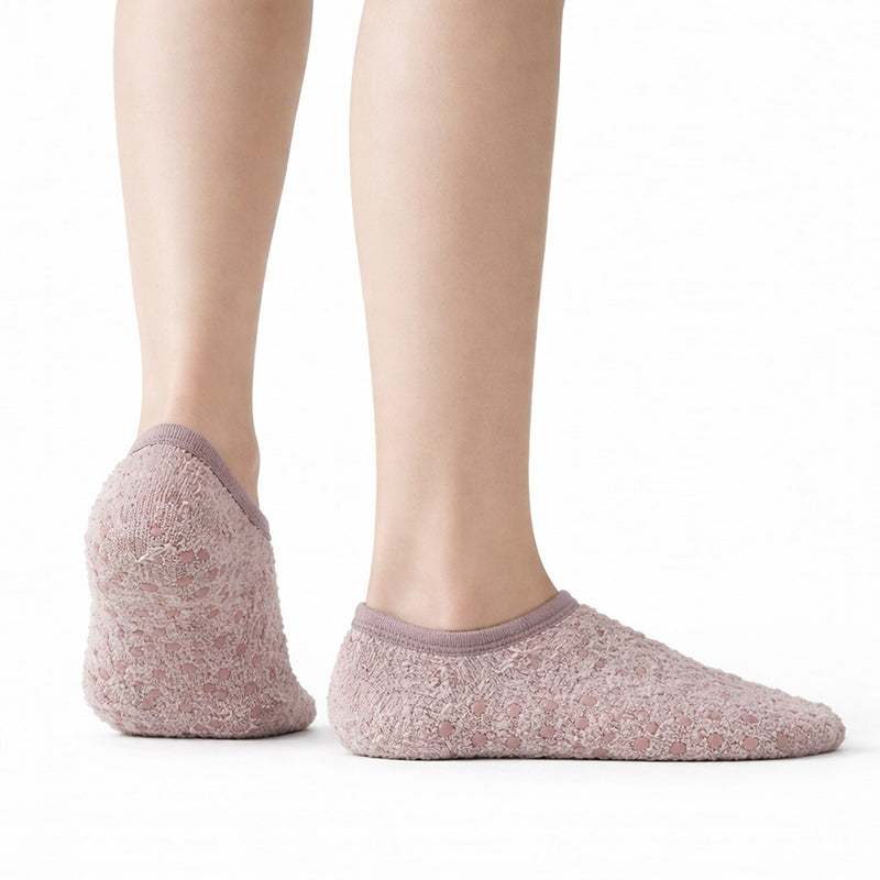 Non-Slip Fuzzy No-Show Socks - Midnight Black/Coffee/Gray Polar Feet