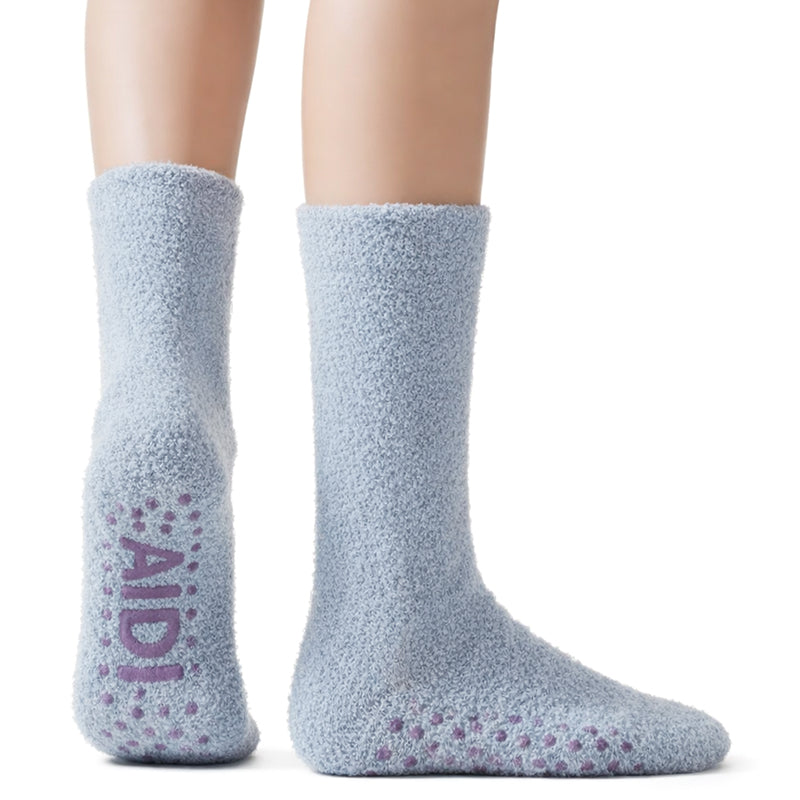 Non-Slip Fuzzy Crew Socks - Blue/Gray/Black Polar Feet