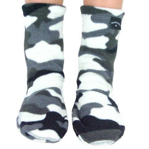 Women's Handmade Polar Fleece Socks Slippers – Snowflake Pattern, Size 7-9, Blue