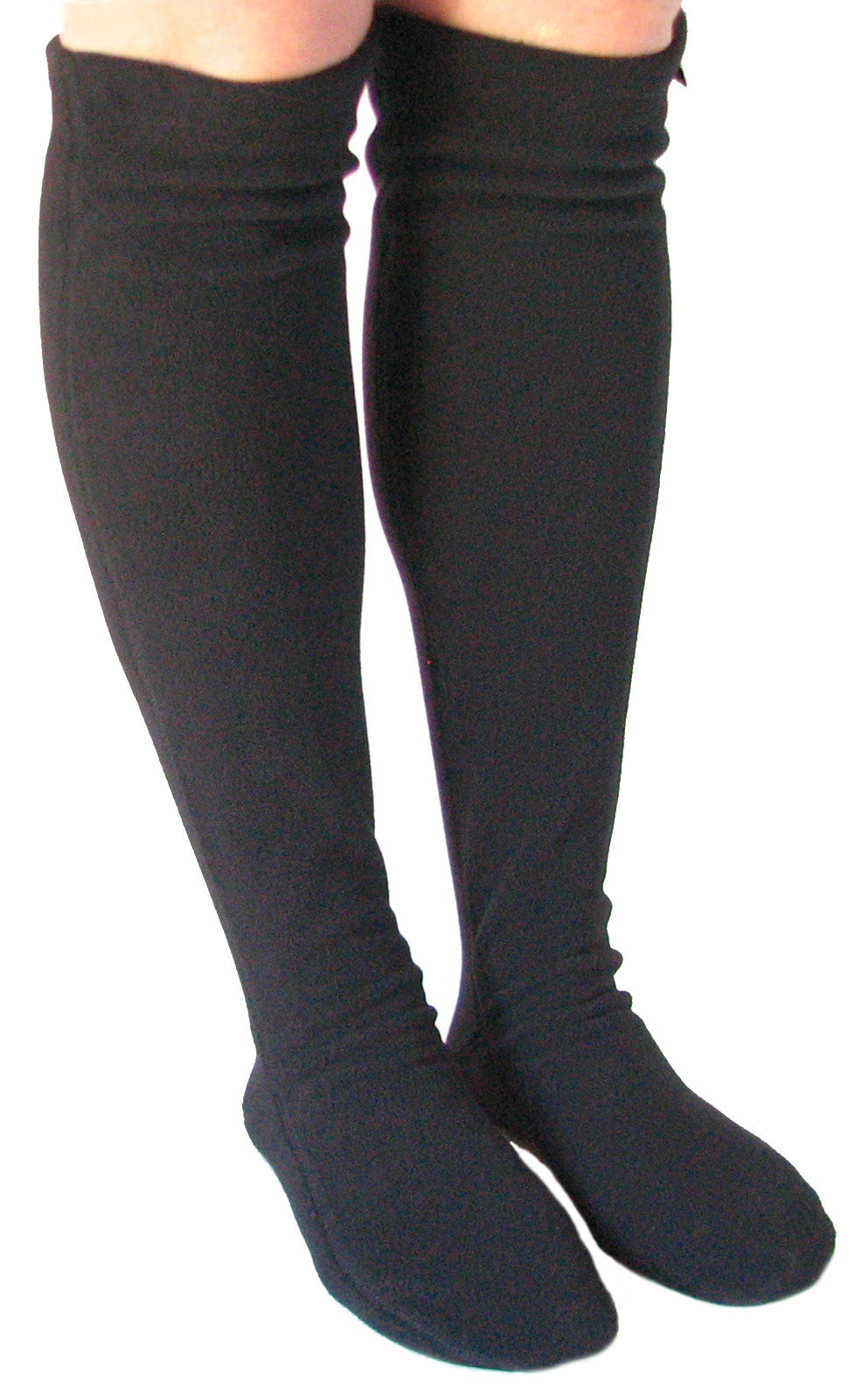 Over The Knee Fleece Socks Black Wide S W 6 7.5 Polar Feet