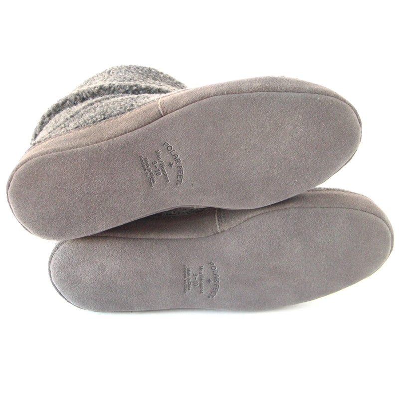 Polar Feet Men's Snugs Slippers in Grey Berber with Real Suede Soles