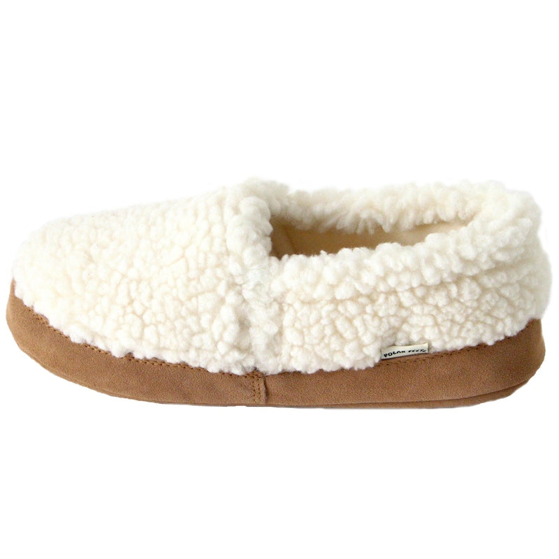 Polar Feet Women's Perfect Mocs in White Berber Left Side