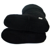 Polar Feet Women's Snugs Slippers in Black Berber with Real Suede Soles