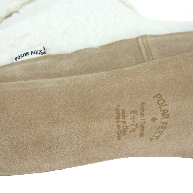 Polar Feet Women's Snugs Slippers in White Berber with real suede soles